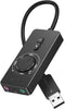 VENTION USB Sound Card, External Stereo Sound Card with Volume Control, USB to 3.5mm Jack Audio Adapter for PC