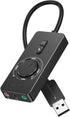 VENTION USB Sound Card, External Stereo Sound Card with Volume Control, USB to 3.5mm Jack Audio Adapter for PC