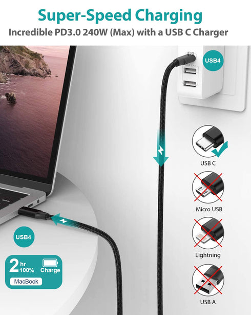 USB 4 Cable, USB C to USB C 3.3ft, 8K HD Display, 40 Gbps Data Transfer, 240W Charging Cable for Thunderbolt 3/4