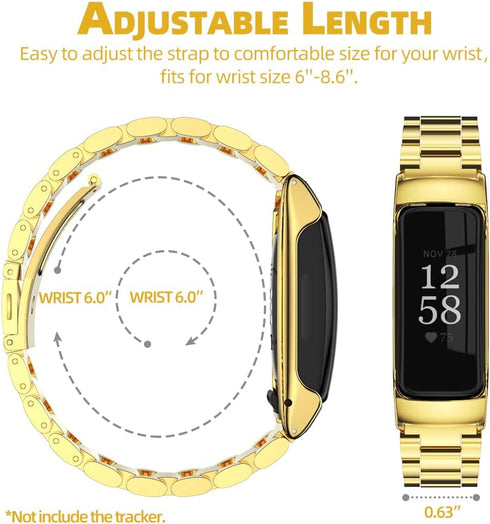 MIJOBS Stainless Steel Strap for Fitbit Inspire 2, Waterproof Metal Band Replacement for Women Men