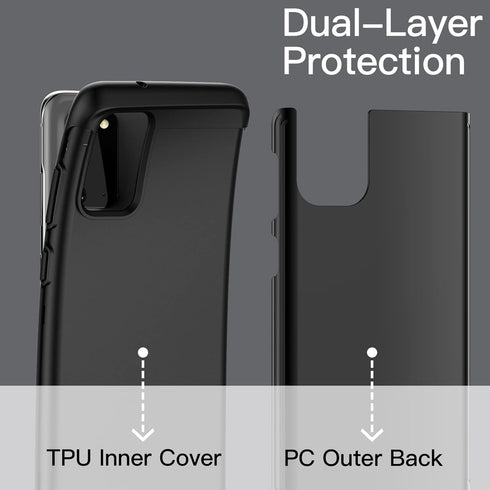 JETech Heavy Shockproof Case for Samsung Galaxy S20 - Dual Layer Rugged Protective Phone Cover (Black)