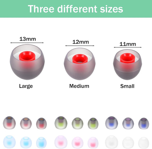 Hpmjz 36 Pairs Ear Bud Rubber Tips Silicone Earbud Replacement Tips Ear Tip for in-Ear Headphones with Excellent Noise
