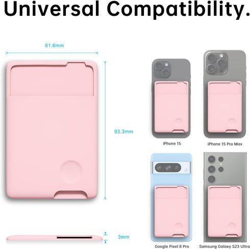 oakxco Phone Wallet Stick On, Secure Phone Card Holder Silicone, Adhesive Pocket Sleeve for Men Women, Compatible with