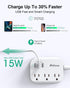 Mifaso USB Power Strip, Flat Plug Extension Cord with 3 Outlets, 3 USB Ports, 5ft Braided Power Cord