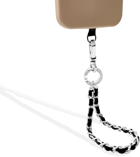 Nalefow 2 Phone Wrist Strap with Metal Chain Phone Lanyard Wrist with Tether Tabs Metal Leather Cellphone Charm Phone