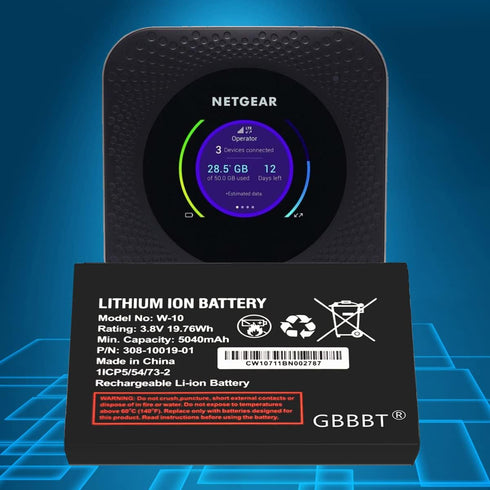 W-10 Battery, 5040mAh 3.8V Replacement for Netgear MR1100 AT&T Nighthawk M1 Mobile Hotspot Router