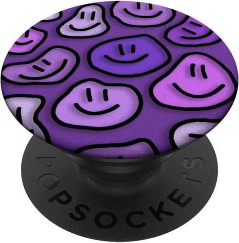 Aesthetic Lavender Purple Liquid Swirl Dripping Smile Face PopSockets Standard PopGrip