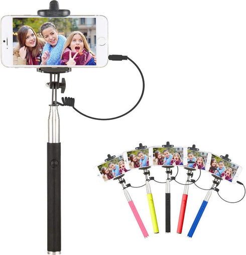 Vivitar 36" Selfie Stick with Built-in Shutter Release and Folding Clamp, Black.