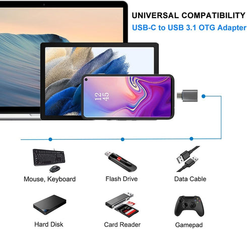 USB C to USB Adapter, USB C Adapter, Type C Male to USB 3.1 Female Adaptor, OTG USB Adapter to USB C Compatible with MacBook Pro, Samsung Galaxy, Type-C Smartphones, Tablets and Laptops (Grey)