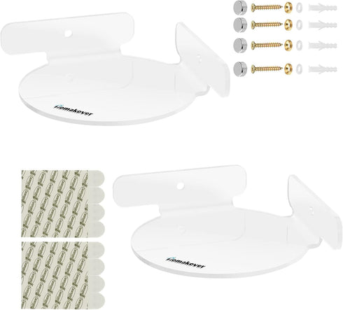 Acrylic Mini Circular Corner Shelf Mount for Security Cameras, Baby Monitors, Speakers, Plants, Easy to Install,