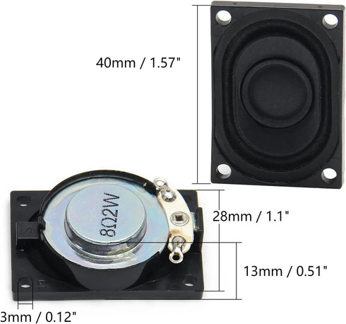 Fielect 3Pcs DIY Magnetic Speaker 2W 8 Ohm 40 x 28mm (L x W) Rectangle Shape Replacement Loudspeaker