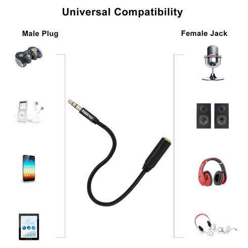 Tisino 1/4 to 3.5mm Adapter, 1/4" Female to 1/8" Male Stereo Audio Adapter for Headphones, Amplifiers, Guitar - 5ft