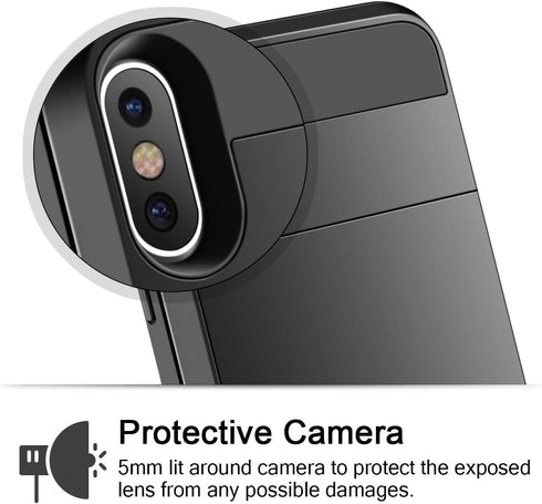 Vofolen Case for iPhone Xs Max, Black Wallet Card Holder Sliding Cover, Dual Layer Protective Hard Shell Armor Case