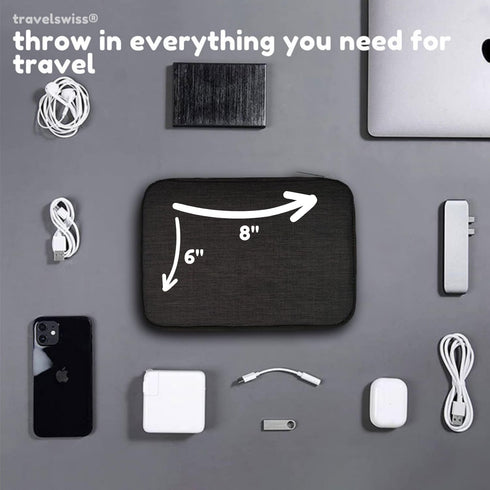 Travel Case Carry Pouch, Portable Waterproof Double Layers All-in-One Storage Bag for Power Bank USB Cable Mouse Cords