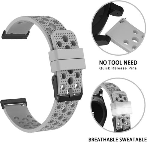 Compatible Silicone Replacement Bands for Ticwatch Pro 5 Smartwatch, Sport Strap with Metal Buckle