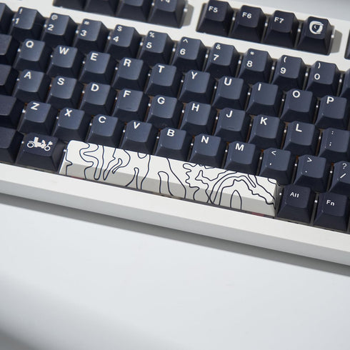 4pcs White Topographic Keycaps, PBT Cherry Profile Dye-Sublimation Custom Keycap Set for Mechanical Keyboards