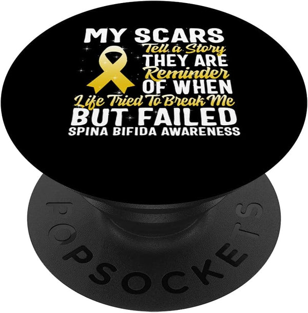 Spina Bifida Warrior Awareness Scars Tell Story Split Spine PopSockets Swappable PopGrip