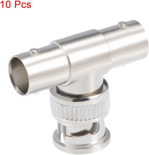 uxcell 10Pcs BNC 1 Male to 2 Female 3 Way T Shape Adapter Connector Splitter