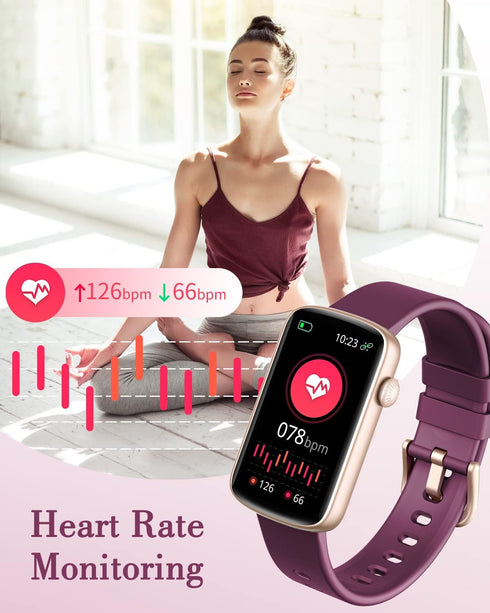 Smart Watches for Women, LYNN2 Fitness Tracker Watch Compatible with iPhone Android, Heart Rate Monitor, Waterproof