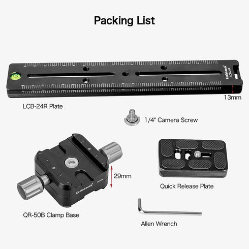 Koolehaoda 240mm Professional Rail Nodal Slide Metal Quick Release Clamp, Dual Dovetail Camera Bracket Mount