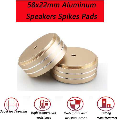 Tertullus 4 Pcs Aluminum HiFi Turntable Feet, Isolation Feet for Speakers, Spikes Audio Pads 58x22mm, Gold