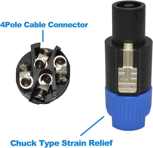 speakon Connector, Audio Speaker Plug Twist Lock 4 Pole Speaker Plug, nl4 Connector Compatible with NL4MPR, NL4FC,
