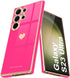 Teageo Cute Love-Heart Case for Samsung Galaxy S23 Ultra 5G - Luxury Soft Bumper, Shockproof, Hot Pink, Full Camera