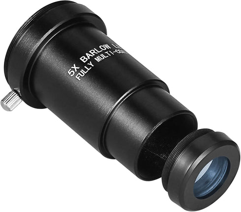1.25 Inch 5X Barlow Lens Telescope Accessory, Fully Multi-Coated Metal, M42 Thread Camera Connect Interface