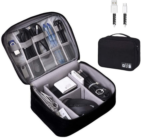OrgaWise Electronics Organizer, Travel Cable Organizer Bag, Three-Layer for iPad Mini, Kindle, Hard Drives, Cables,