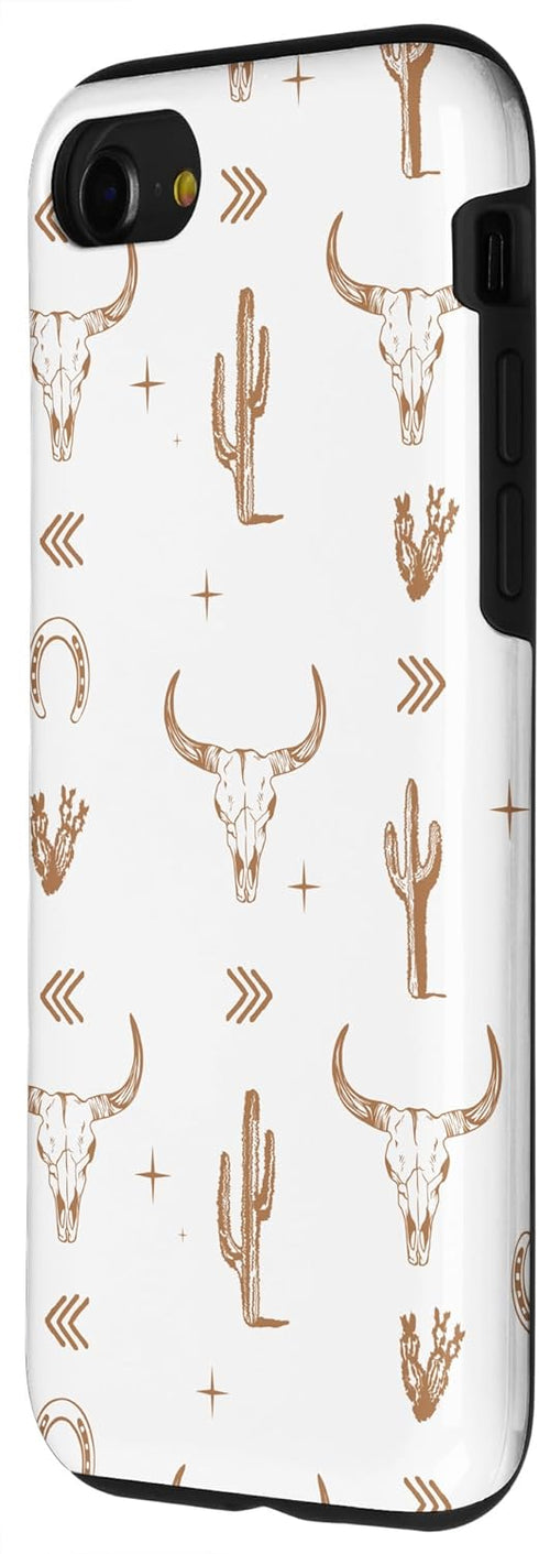 iPhone SE (2020) / 7 / 8 Western Country Boho Southern Bull Rustic Skull Chic Pattern Case