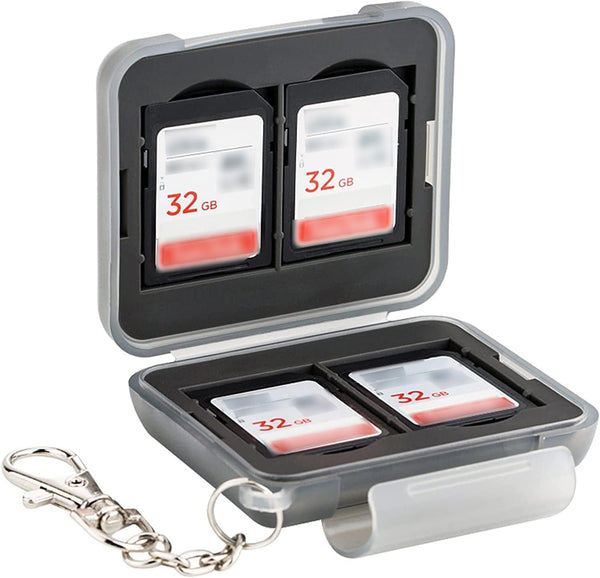 PROfezzion Water-Resistant SD Card Holder Case, Grey Portable 12 Slots for 8 Micro SD & 4 SD/SDXC Cards