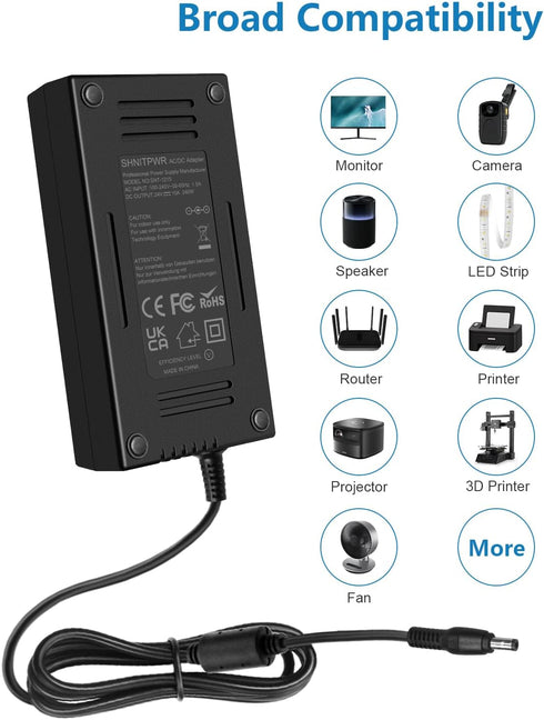 SHNITPWR 24V Power Supply DC Adapter, 24 Volt 10Amp 240W AC to DC Converter Transformer with 5.5x2.5mm Tip, 13.5FT Long