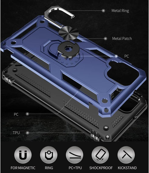 Samsung Galaxy A12 Phone Case (Blue) - Military Grade 16ft Drop Tested with HD Screen Protector & Ring Shockproof Case