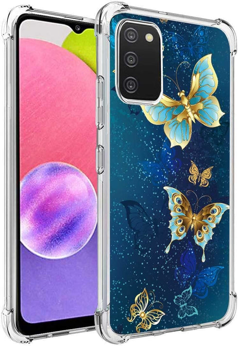 Galaxy A03S Case, Slim Flexible TPU Shock Absorption Rubber Soft Silicone Cover for Girls (Butterfly)