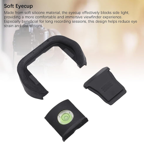 Camera Eyecup, Soft Silicone Hot Shoe Cover Kit Bubble Spirit Level Photography Accessory for Enhanced Viewfinder