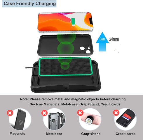 Wireless Charger, POLMXS 15W Fast Charging Pad Wireless Car Phone Charger for Cell Phones, Cordless Charging Mat for