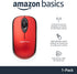 Amazon Basics 2.4 Ghz Wireless Optical Computer Mouse with USB Nano Receiver, Red