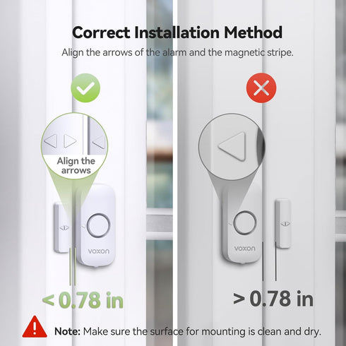 Window Alarm Door Alarms for Kids Safety, VOXON Wireless Door Alarm for Home Security, Pack of 2