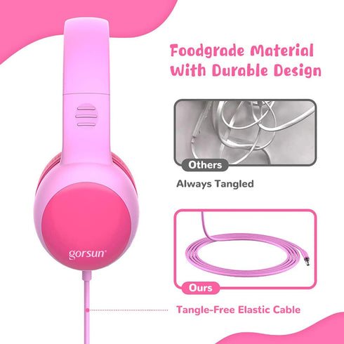 gorsun Kids Headphones with Limited Volume, Over Ear Wired Headset Earphones for Boys and Girls, Toddler Headphones