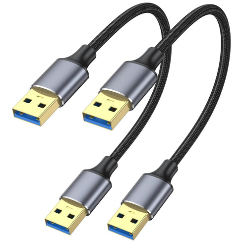 ApoJodly USB 3.0 Cable 1FT 2-Pack, Short USB A Male to Male Cord