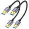 ApoJodly USB 3.0 Cable 1FT 2-Pack, Short USB A Male to Male Cord