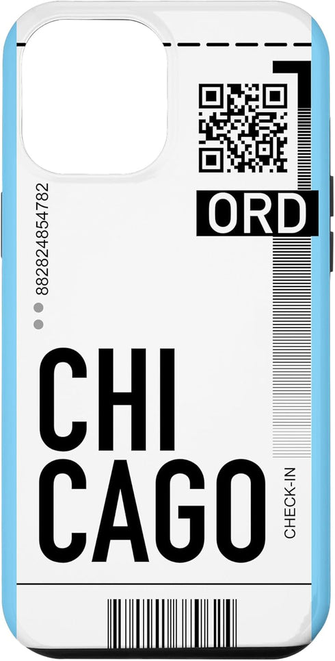 Chicago Air Ticket Phone Case for iPhone 14 Pro Max - Boarding Pass City Plane Design