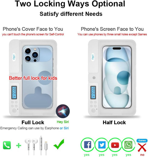 ySky Portable Phone Lock Box with Timer for iPhone and Android Phones, Self-Control Timed Phone Jail Locker to Help