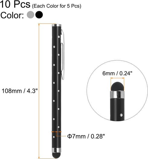 MECCANIXITY 10pcs Glitter Rhinestone Stylus Pens for Touch Screens, Universal Metal Capacitive Pen for All Capacitive