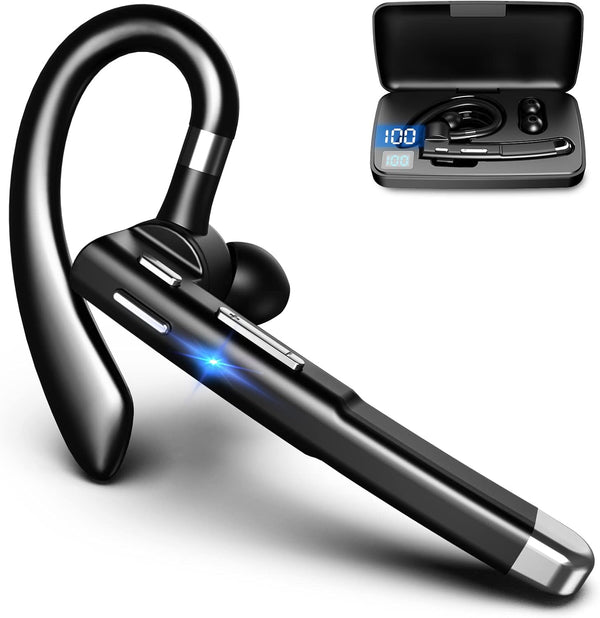Bluetooth Headset for Cell Phones, 500Hrs Standby Time with LED Charging Case, Hands-Free Bluetooth 5.1