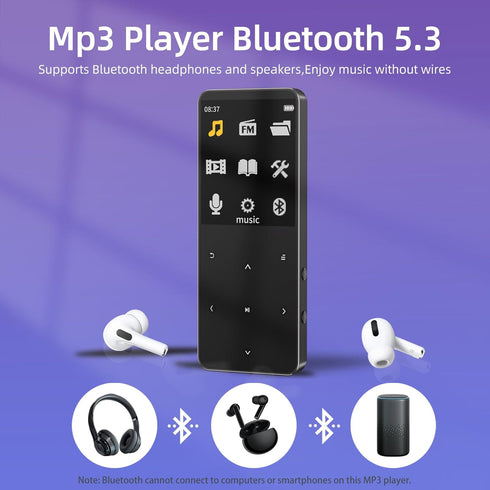 Tengsen Mp3 5.3, Mp3 128GB, (Black,64GB) Player with Bluetooth Portable Digital Music Player with Speaker, FM Radio