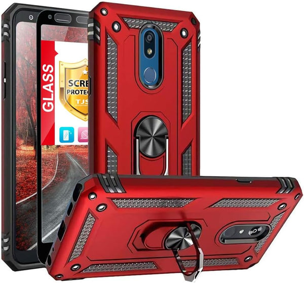 TJS Phone Case Compatible with LG K40/K12 Plus/X4/Solo LTE/Harmony 3/Xpression Plus 2 with Tempered Glass Protector
