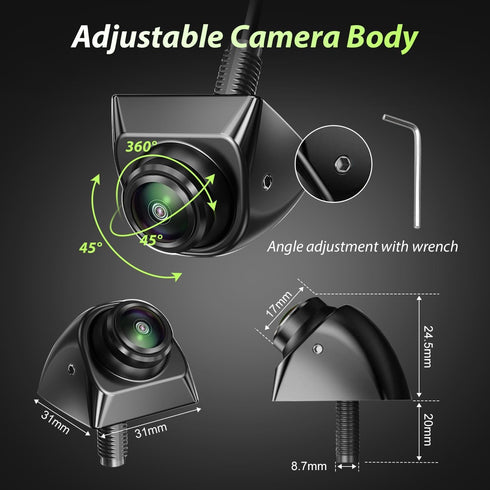 SOEKAVIA 170 IP68K 12V Backup Camera for Cars - HD/CVBS Image Wide Angle, Super Night Vision, Waterproof, Metal