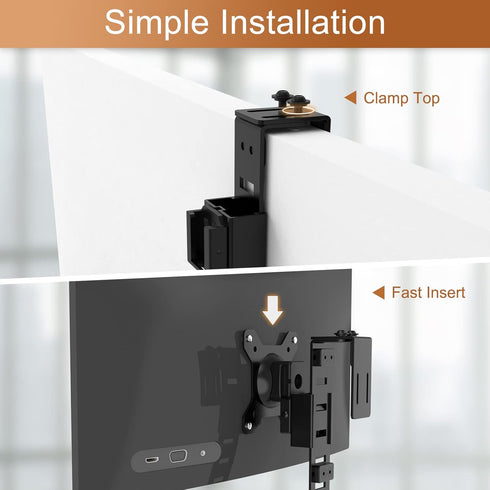 JOY worker Height Adjustable Cubicle Monitor Mount, 13"-34" Hanger, VESA 75*75/100*100mm, Black, Holds Up to 17.6 lbs