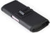 Nakedcellphone Case for Galaxy Z Fold 5 Phone - Black Vegan Leather Horizontal Pouch with Metal Belt Clip, Magnetic
